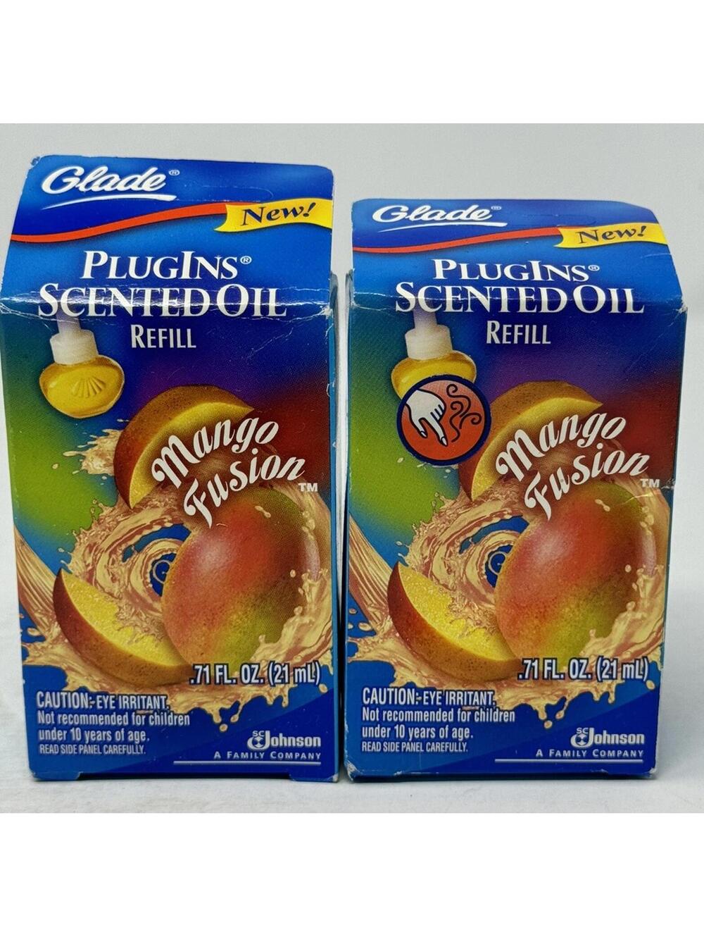 2 Glade MANGO FUSION Plugins Scented Oil Refills Brand New
